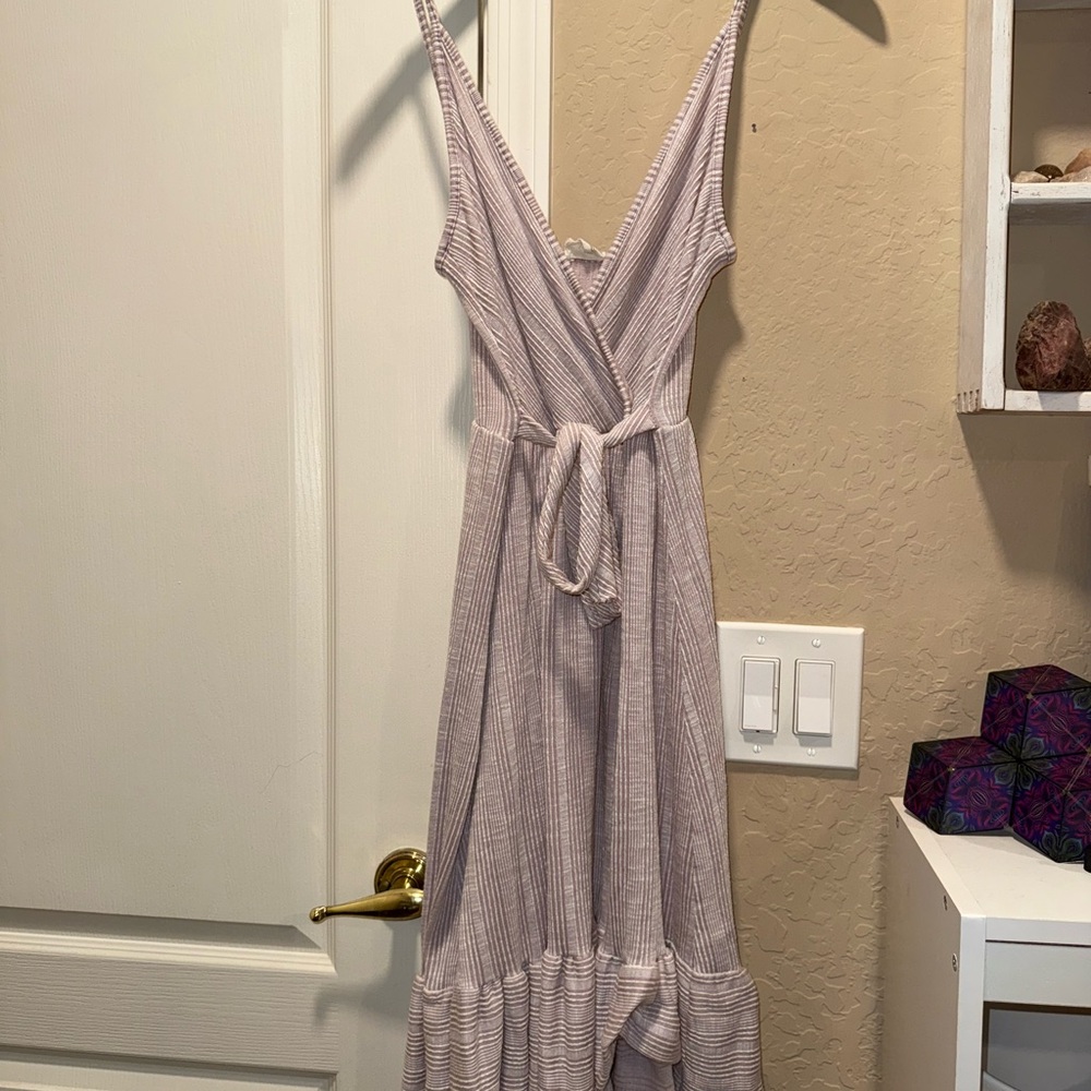 Caution To The Wind Lilac Striped Maxi Dress